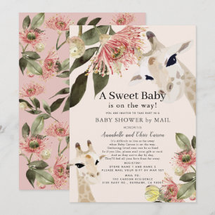Invitation Giraffe Rose Floral Girl Baby shower par la poste