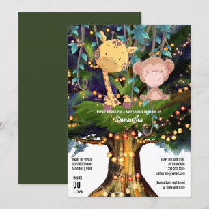 Invitation Giraffe singe tropical jungle phares 