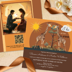 Invitation Giraffe Whimsical Safari Zoo Mariage All-in-One