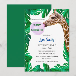 Invitation Giraffe Whimsical soufflant Baby shower de gomme d