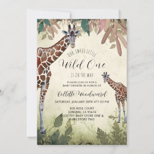 Invitation Giraffes Aquarelle Wild Un Baby shower
