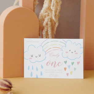 Invitation Girl Beautiful Hearts Over The Rainbow Birthday