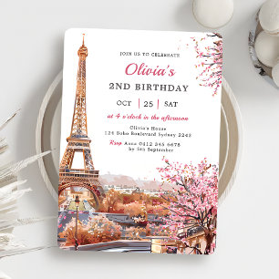 Invitation Girl Eiffel Tower Paris 2e fête d'anniversaire