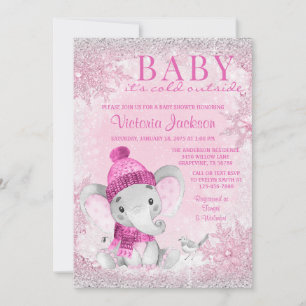 Invitation Girl Elephant Baby son froid dehors Baby shower da