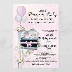 Invitation Girl Elephant Couvre Le Baby shower Par Mail