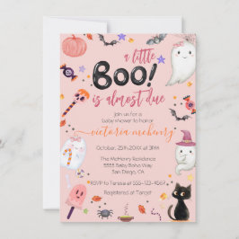 Invitation Girl Ghost Little Boo est due Baby shower d'Hallow