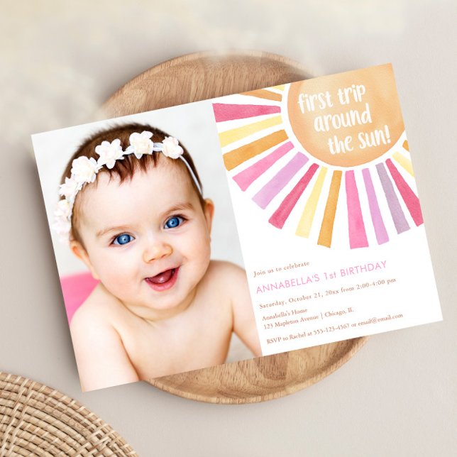 Invitation Girl Sunshine premier voyage autour de la fête d'a (Créateur téléchargé)