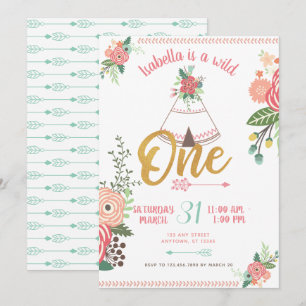 Invitation Girl Wild One Boho Tribal First Birthday Invitatio