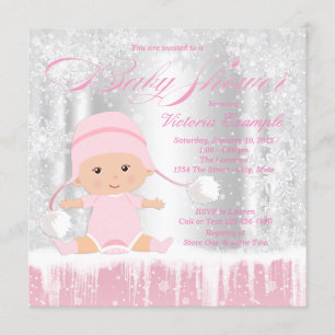 Invitation Girl Winter Wonderland Baby shower de neige Invita