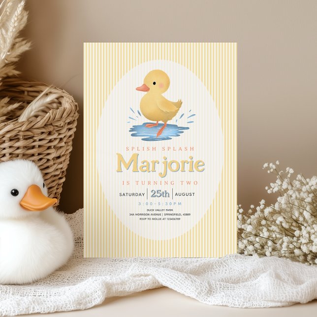 Invitation Girls Duckling Puddle Summer Birthday (Créateur téléchargé)
