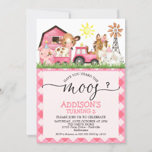 Invitation Girls Farm Avez-Vous Entendu Le Moos Birthday Invi