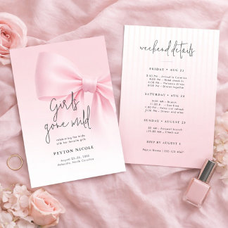 Invitation Girls Gone Mild Bow Bachelorette Weekend Itineray