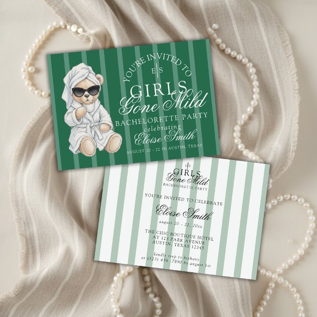 Invitation Girls Gone Mild Spa Bear Bachelorette (Not every bachelorette party needs to be wild—and that’s exactly the vibe of Girls Gone Mild!)