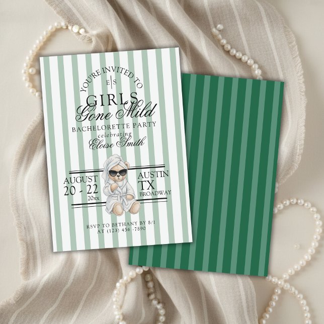 Invitation Girls Gone Mild Spa Bear Bachelorette (Not every bachelorette party needs to be wild—and that’s exactly the vibe of Girls Gone Mild!)