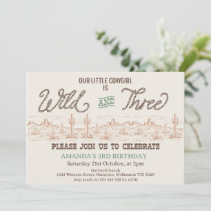 Invitation Girls Green Rodeo Wild et trois 3e anniversaire