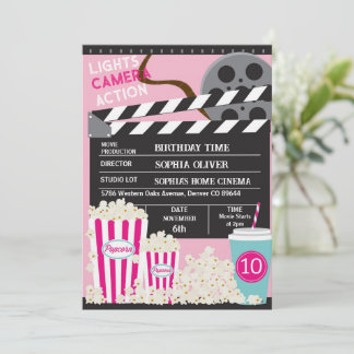 Invitation Girls Movie Night Birthday Party