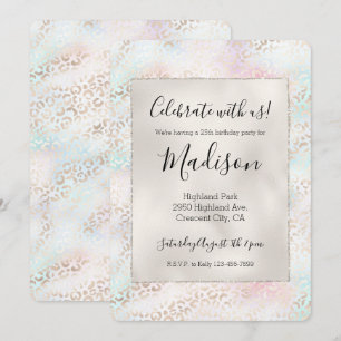 Invitation Girly Aqua Blush Empreinte de léopard or rose