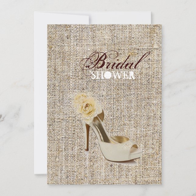 Invitation Girly Chic Rustic Country burlap nuptiale douche (Devant)