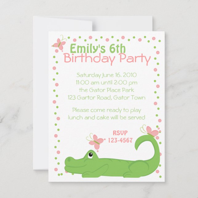 Invitation Girly Gator (Devant)