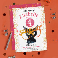 Girly Glittery Rose Orange Patte de Chat Fête Aqua