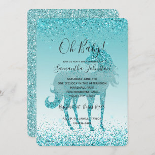 Invitation Girly Glitz Aqua Turquoise Parties scintillant Uni
