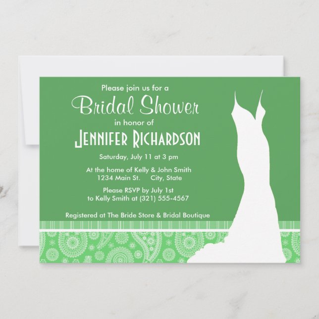 Invitation Girly Green Paisley (Devant)