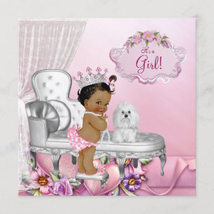 Invitation Girly Pink Chaise Princess Baby shower