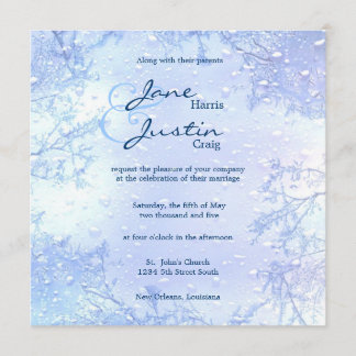 invitation givré élégant de mariage de bleu