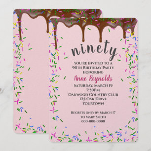Invitation Glacage au Chocolat avec Paillettes pour 90e Anniv