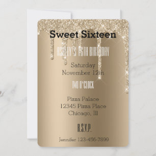 Invitation Glaçage Glitter Gold Drips Sweet Seize Anniversair