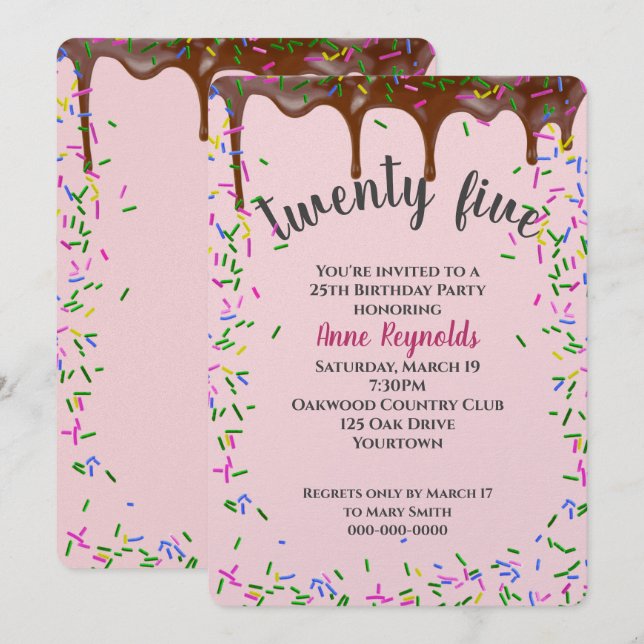 Invitation Glace au chocolat avec arrosage pour 25e anniversa (Devant / Derrière)