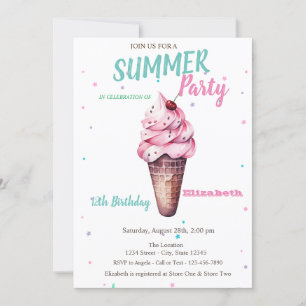 Invitation Glace Cerise Eté Anniversaire
