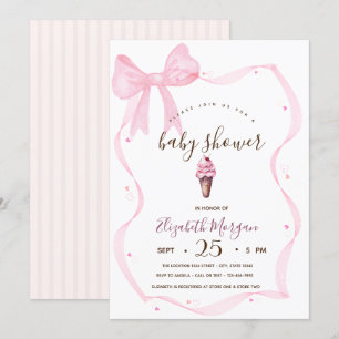 Invitation Glace Chic Arc-en-ciel Rayé Baby Shower