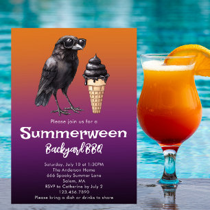 Invitation Glace Cool Raven Black Summerween Summer Party