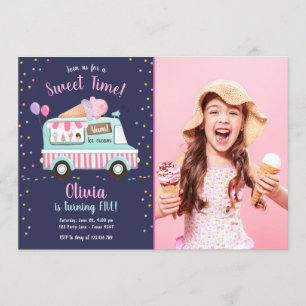 Invitation Glace Cream Camion Sweet Time Rose Girl Anniversai
