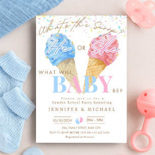 Invitation Glace Cream Genre Reveal Party What's the Scoop