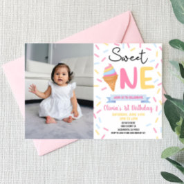 Invitation Glace Cream Sweet One Photo 1er Anniversaire Fête