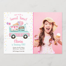 Glace Cream Truck Sweet Time Pink Girl Anniversair