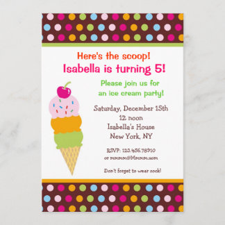 Invitation Glace d'invitations d'anniversaire de partie de