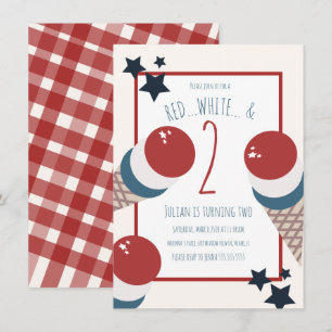 Invitation Glace et étoiles pour un anniversaire le 4 juillet