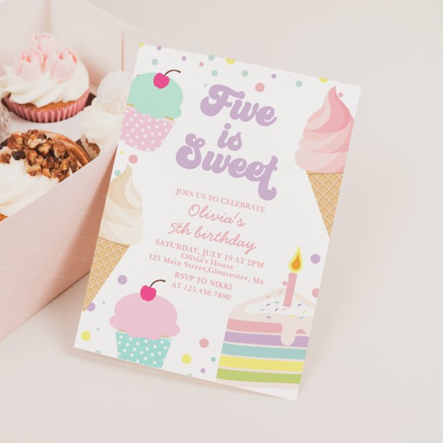 Invitation Glace et Gâteau 5ème Anniversaire (Créateur téléchargé)