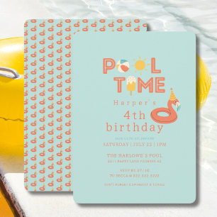 Invitation glace flamant rose été anniversaire enfants fête p
