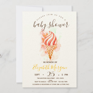 Invitation Glaces, rayures éclaboussures de peinture Baby Sho