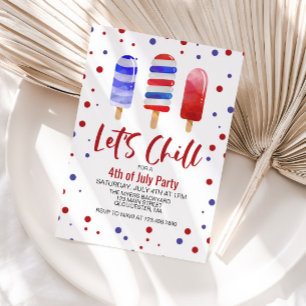 Invitation Glaces rouges blanches et bleues Let's Chill du 4 