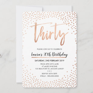 Invitation GLAM 30E ANNIVERSAIRE rose de confetti d'or invita