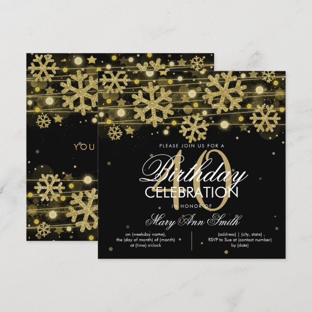 Invitation Glam 40e anniversaire de la Parties scintillant d' (Devant / Derrière)