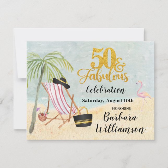 Invitation Glam 50 & Fabulous Beach Scene Party (Devant)