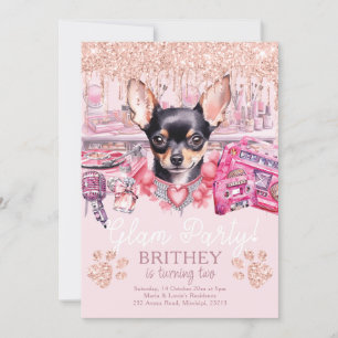 Invitation Glam Anniversaire Elegance Chien Parties scintilla