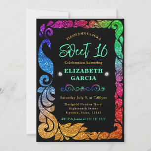 Invitation Glam arc-en-ciel Gradient Parties scintillant Peac