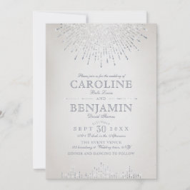 Invitation Glam argent parties scintillant art déco mariage v